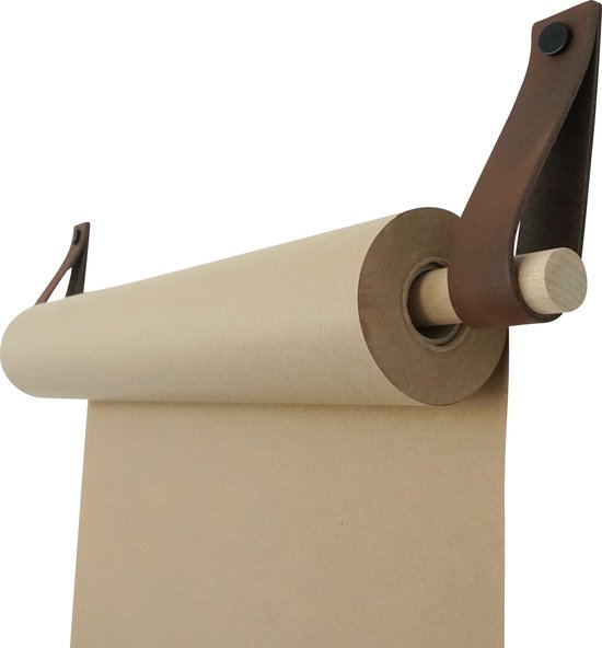 Rouleau de dessin - aux boucles d'apprentissage | BRUN FONCÉ (Rouleau de papier : marron) MAINTENANT AVEC : bande détachable renforcée ! (tableaux muraux - tableaux de texte - planche à dessin)