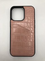 Hoogwaardige Slangenprint Back Cover met pasjes vakje - geschikt voor iPhone 13 Pro Max - Roze