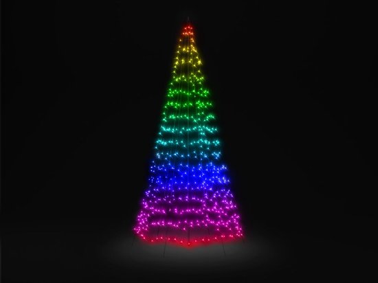 Twinkly Vlaggenmast verlichting - Kerstverlichting voor Buiten - 3 meter - 450 LED - incl. mast - RGB Licht - Zwart - Twinkly