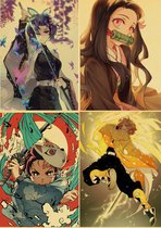 Anime Poster Set #4 Demon Slayer Kimetsu no Yaiba Set Tanjiro, Nezuko, Shinobu en Zenitsu.