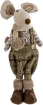 Figuur mouse boy bruin 14x9xH32 cm textiel