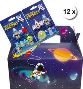 Menubox Space - Ruimte + luxe buildable gummen - set van 12 stuks - traktatie uitdeel doosje kinderfeestje