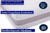 Caravan - 1-Persoons  Matras 3D - MICRO POCKET Koudschuim/Traagschuim 7 ZONE 21 CM - Gemiddeld ligcomfort - 80x190/21