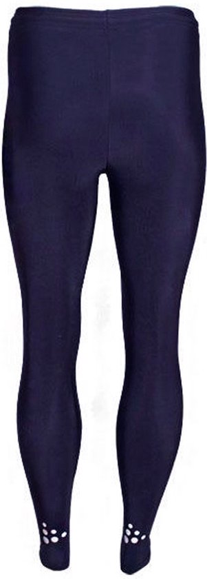 Donkerblauwe Craft thermobroek voor junioren, gezien vanaf de achterkant, met reflecterende details op de enkels.
