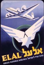 EL AL Israel National Airlines DC-4​​.   Metalen Wandbord 20 x 30 cm.