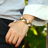 Megasieraden - Stoere Henneptouw Armband in Bruin, Groen en Wit - Perfect voor een Avontuurlijke Look!