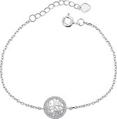 Juwelier Emo - Levensboom Armband Zilver - Zilveren Armband met hanger - Zirkonia stenen – 16 + 3 CM