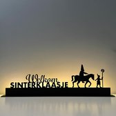 Welkom Sinterklaasje - Sinterklaas - Houten Decoratie - Feestdecoratie - Decoratie - Hout - Silhouette - Led Verlichting