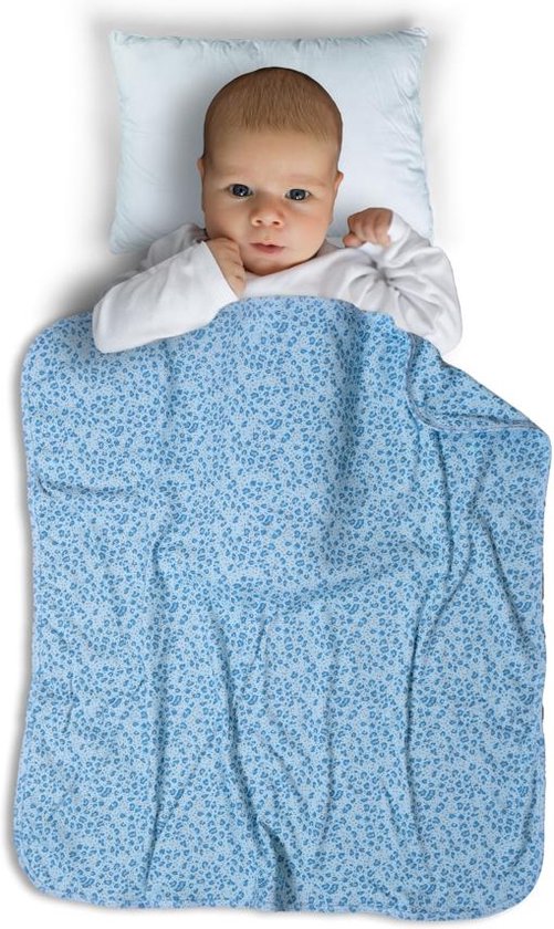 Lubna Home Baby dekenje gekamde Katoen 75×85 cm Kraamcadeau joungest BLAUW LEO
