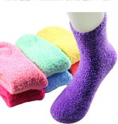 Fluffy sokken dames 3 paar - Huissokken - warme winter sokken - Bedsokken - Dikke enkelsokken - mix / surprise / random - paars / wit / grijs / groen  - 36-40