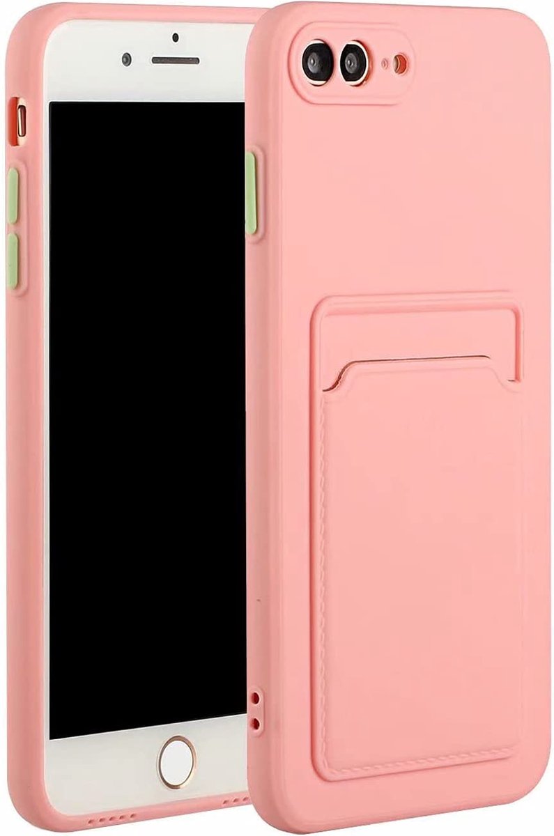 iPhone 7 Plus / 8 Plus siliconen Pasjehouder hoesje - roze