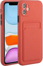 iPhone 12 Pro siliconen Pasjehouder hoesje - Bordeaux rood