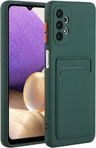 Telefoonhoes Geschikt voor: Samsung Galaxy A02S siliconen Pasjehouder hoesje - Donker Groen