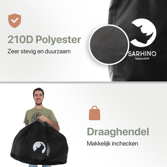 Sarhino Shield Premium flightbag en regenhoes voor backpacks - L 80-100l - zwart - flightbags