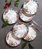 Taart Servies Borden - 6 Stuks - Bloemdesign