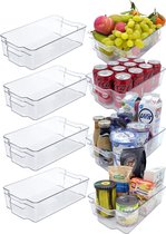 Koelkast organizer (Set van 8) - Medium - Doorzichtig keuken bakjes - Keukenkastorganizers - Opbergbak / Bewaardoos / Opbergdoos / Lade / Schuiflade - Blikjes en pakjes houder - Fridge organizer - Transparant badkamer opslag bakje