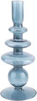 Kaarsenhouder Kandelaar Glas | Art Rings Large | Dark Blue | Blauw | Present Time | 8,2 x 22,5 cm