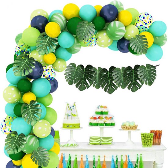 Ballonnenboog jungle verjaardag versiering - 120 stuks Babydouche decoratie thema feest - groene ballonnen - safari ballon
