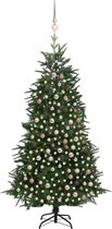 Huis en Tuin Depot Kunstkerstboom Met Led'S En Kerstballen 210 Cm Pvc En Pe Groen