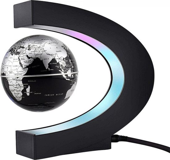 SpeedCare® Zwevende Wereldbol met Licht – Interactieve Wereldbol – Lamp Decoratie - Zwart