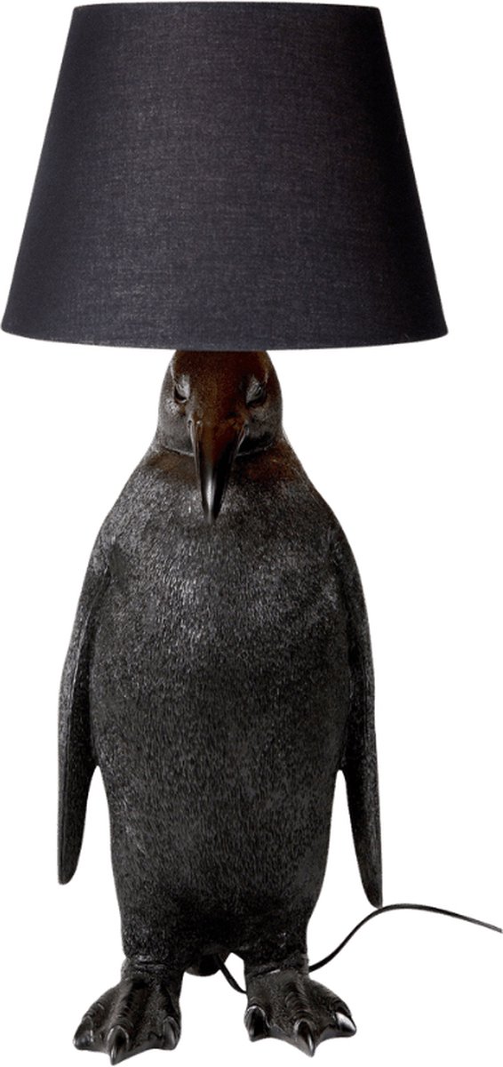 Tafellamp | Pinguin met lampenkap | Zwart | 30x30x69CM
