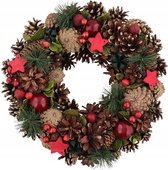 Rode Kerstkrans - Christmas wreath 32CM natuurlijke materialen