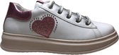 Naturino Mt 38 veter/rits roze hart lederen sneakers Rusty wit roze