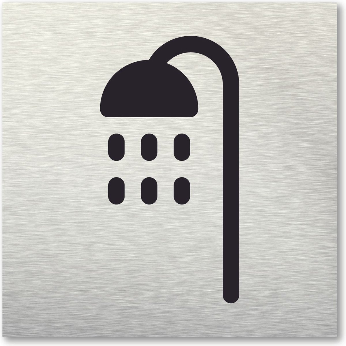 Pictogram Douche - aluminum rvs look - deurbordje - 10 x 10 cm - zelfklevend - vierkant