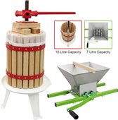 KuKoo - Fruitpers Handmatig - Wijnpers - Met hendel - 18 liter - inclusief fruit Crusher