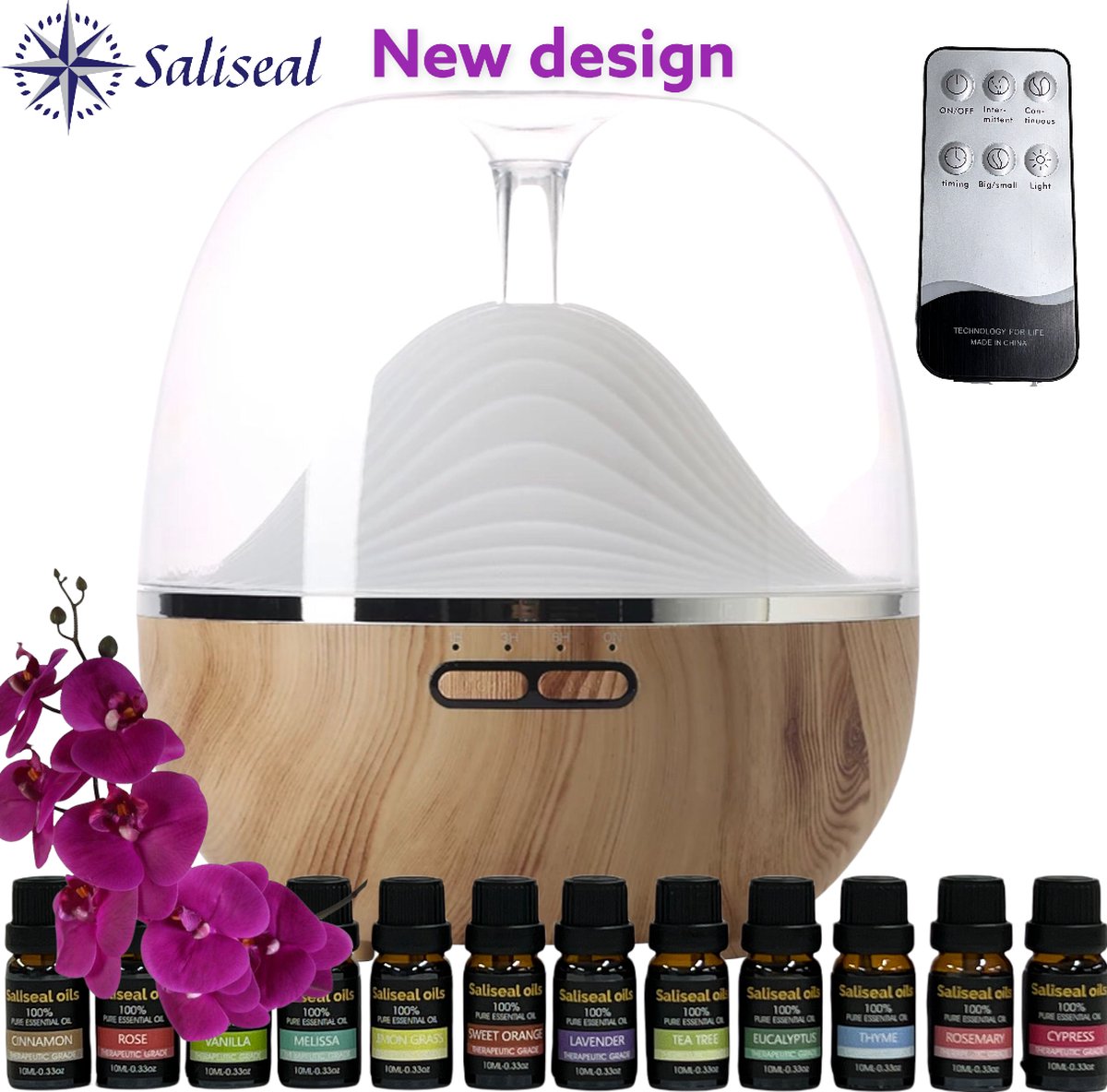 NIEUW | Saliseal Aroma diffuser |Luchtbevochtiger + 12 delige Etherische olie set | Aroma therapie