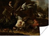 Poster Vogels in een park - Schilderij van Melchior d'Hondecoeter - 40x30 cm