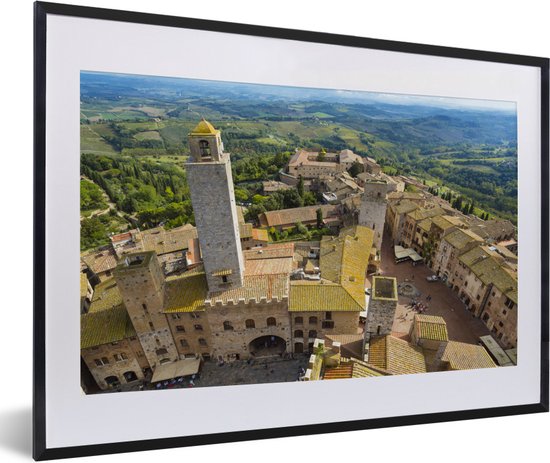 Fotolijst incl. Poster - San Gimignano van bovenaf bij Toscanië in Italië - 60x40 cm - Posterlijst