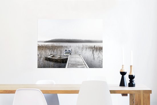 Barques amarrées à une jetée Poster 80x60 cm - Tirage photo sur Poster (décoration murale salon / chambre)