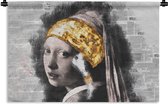 Wandkleed - Wanddoek - Meisje met de parel - Vermeer - Collage - 120x80 cm - Wandtapijt