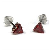 Aramat jewels ® - Zirkonia zweerknopjes driehoek 5mm oorbellen donker rood chirurgisch staal