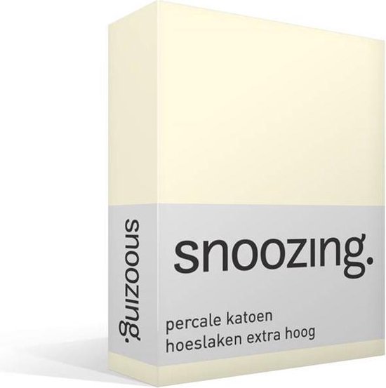 Snoozing - Hoeslaken - Extra hoog - Tweepersoons - 140x220 cm - Percale katoen - Ivoor