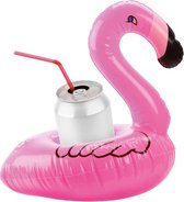 Opblaasbare flamingo drankhouder 16 cm - Opblaasbare tropische blikjes houder 16 cm