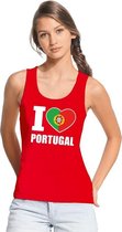Rood I love Portugal fan singlet shirt/ tanktop dames S