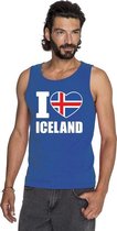 Blauw I love Ijsland fan singlet shirt/ tanktop heren 2XL