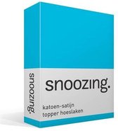 Snoozing - Katoen-satijn - Topper - Hoeslaken - Lits-jumeaux - 180x220 cm - Turquoise