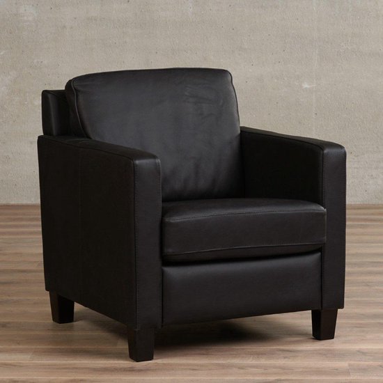 Leren fauteuil Smart zwart leer, met armleuning, leren fauteuil, diverse  kleuren | bol.com