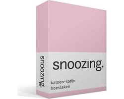 Snoozing - Katoen-satijn - Hoeslaken - Tweepersoons - 140x220 cm - Roze