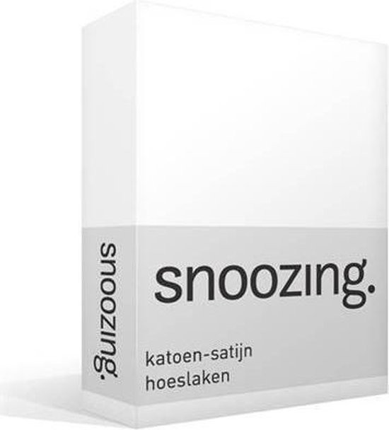 Snoozing - satin Katoen en - Hoeslaken - Lits-Jumeaux - 180x210 cm - Wit