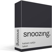 Snoozing - Satin de coton - Drap - Lits jumeaux - 280x300 cm - Anthracite