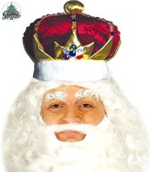 Guircia verkleed luxe kroon met edelstenen - goud/rood - polyester - koning - koningsdag/carnaval