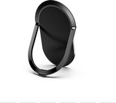 Luxe Zwarte ovale ring vinger houder- standaard voor telefoon of tablet / super dun