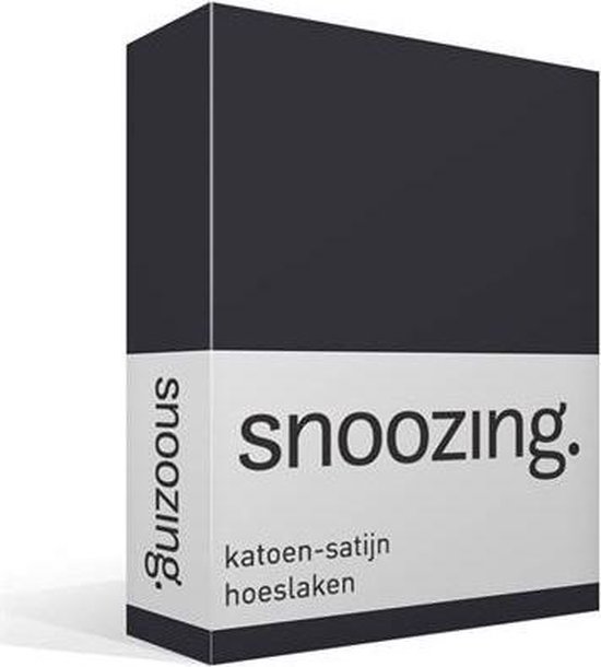 Snoozing - Katoen-satijn - Hoeslaken - Lits-jumeaux - 160x220 cm - Antraciet