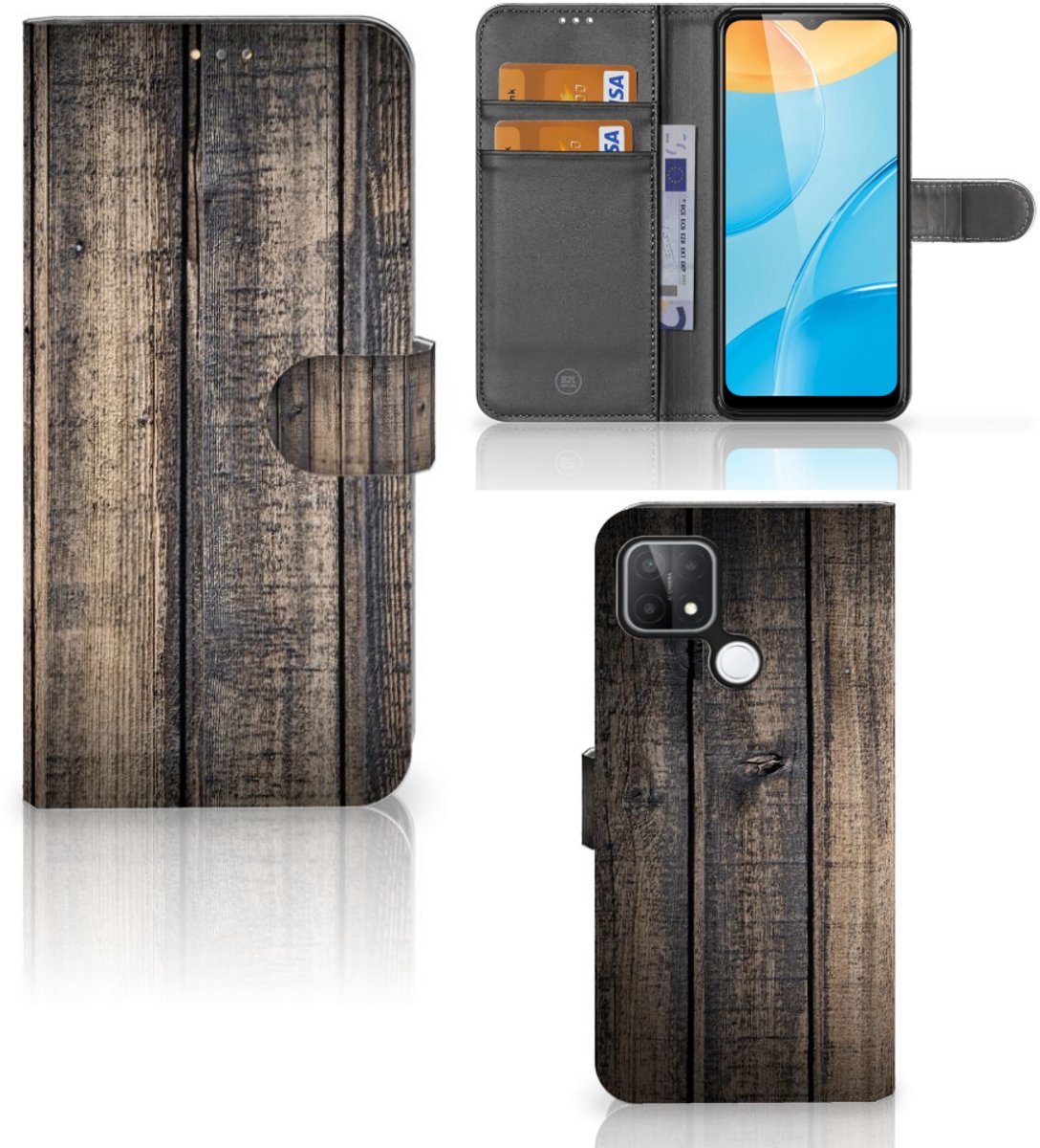 OPPO A15 Book Style Case Steigerhout