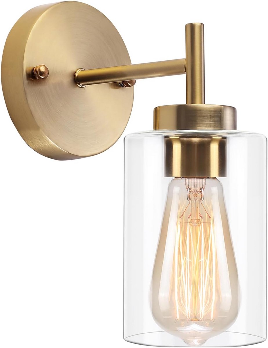 Vintage Wandlamp voor Binnen - Industriële Gouden Wandlamp voor Woonkamer, Slaapkamer en Badkamer