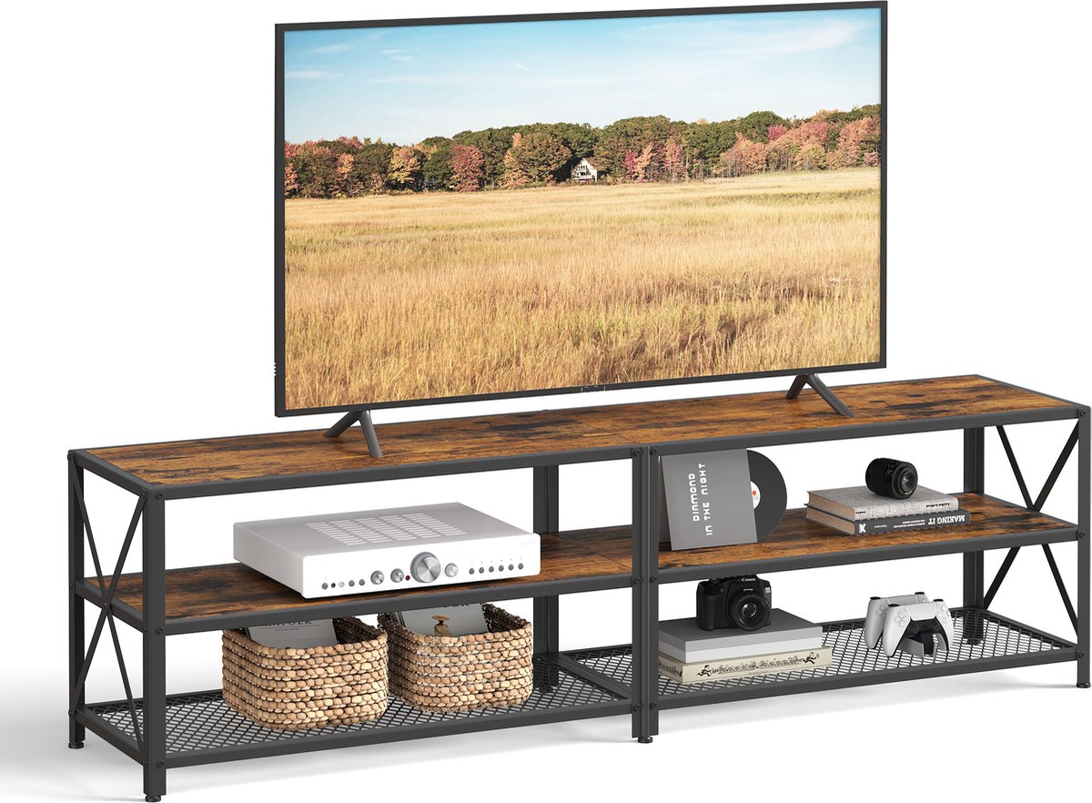 VASAGLE - TV Meubel - TV-Lowboard met Stalen Frame - Televisiemeubel voor Woonkamer - Met Opbergruimte